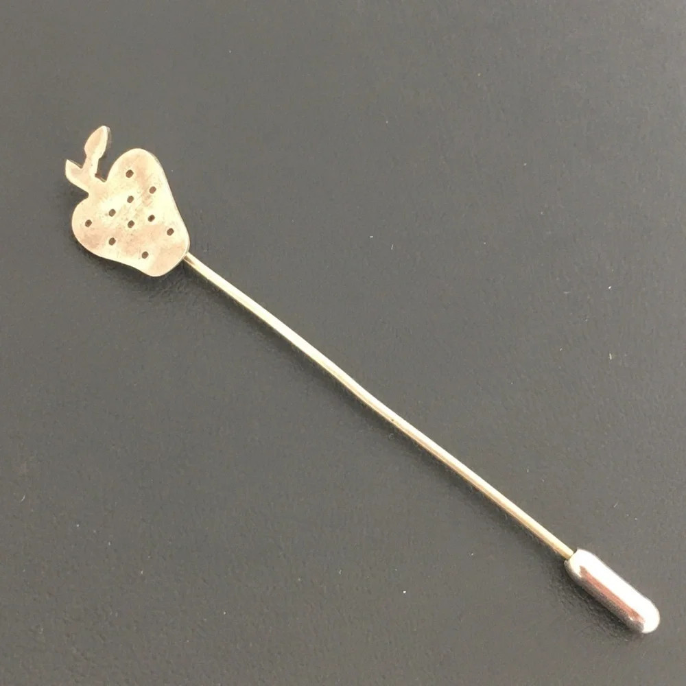 Vintage Sterling Silver Strawberry Stick Pin Hat Pin Old Estate Jewelry Retro